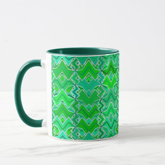 Tribal Batik Print, Jade Green und Lime Green Tasse (Links)