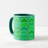 Tribal Batik Print, Jade Green und Lime Green Tasse (Vorderseite Links)