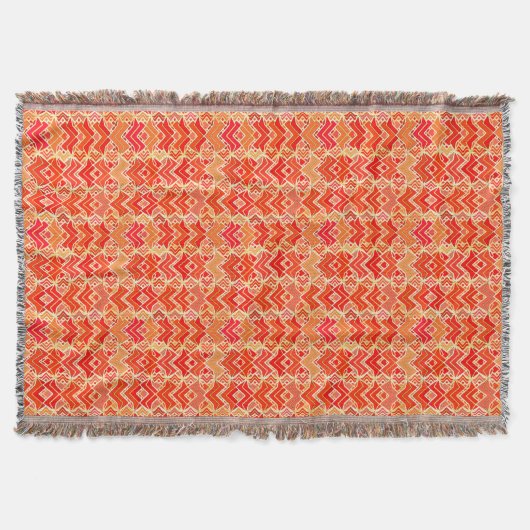 Tribal Batik Print, Mandarin und Light Orange Decke (Vorderseite)