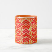 Tribal Batik Print, Mandarin und Light Orange Tasse (Zentrum)