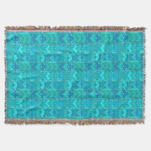 Tribal Batik Print, Türkis, Aqua und Meer Decke