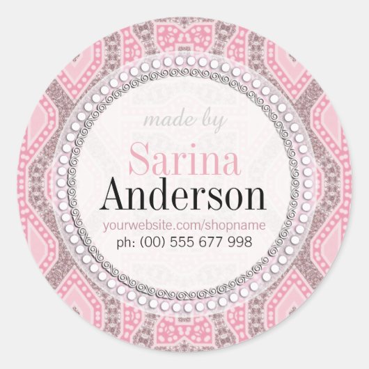 Tribal-Batik-rosa Muster, hergestellt durch Aufkle Runder Aufkleber (Vorderseite)