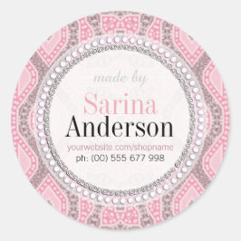Tribal-Batik-rosa Muster, hergestellt durch Aufkle Runder Aufkleber