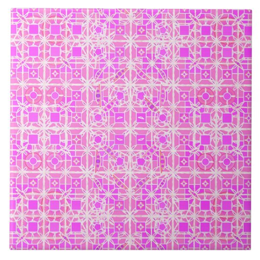 Tribal Batik - Rosa- und Orchideenfarben Fliese (Vorderseite)
