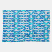 Tribal Batik - Sapphire Blue und Silver Gray Geschirrtuch (Horizontal)
