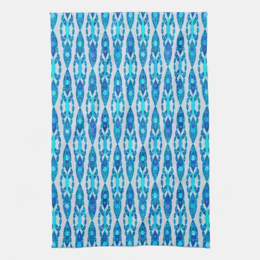 Tribal Batik - Sapphire Blue und Silver Gray Geschirrtuch (Vertikal)
