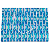 Tribal Batik - Sapphire Blue und Silver Gray Große Geschenktüte (Vorderseite)