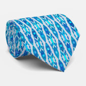 Tribal Batik - Sapphire Blue und Silver Gray Krawatte (Gerollt)
