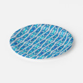 Tribal Batik - Sapphire Blue und Silver Gray Pappteller (Schrägansicht)