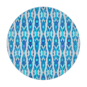 Tribal Batik - Sapphire Blue und Silver Gray Schneidebrett