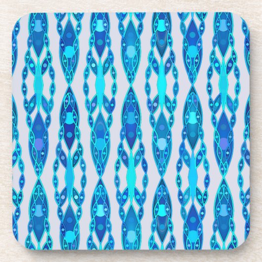 Tribal Batik - Sapphire Blue und Silver Gray Untersetzer (Vorderseite)