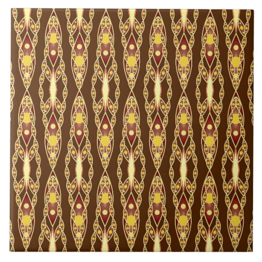 Tribal Batik - Schokolade braun und Beige Fliese (Vorderseite)