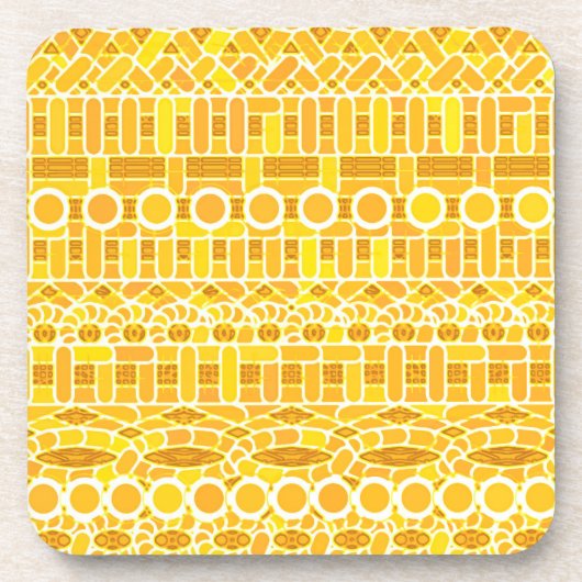 Tribal Batik - Senfgold und orange Untersetzer (Vorderseite)