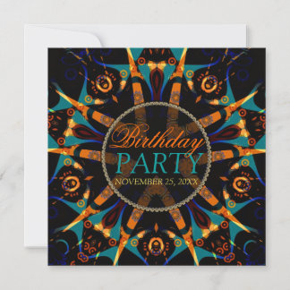 Tribal Batik Star Geburtstagsparty Einladung