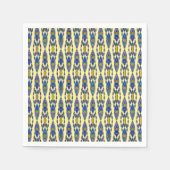 Tribal Batik - Steel Blue, Grau und Gelb Serviette (Vorderseite)