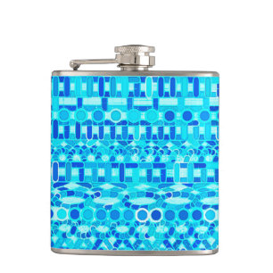 Tribal-Batik - Türkis, Aqua und Kobaltblau Flachmann