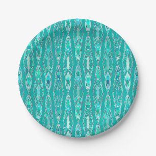 Tribal Batik - Türkis und Aquamarine Pappteller