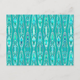 Tribal Batik - Türkis und Aquamarine Postkarte