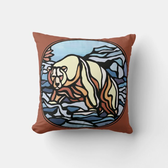 Tribal Bear Art Pillow First Nations Bears Kissen (Vorderseite)