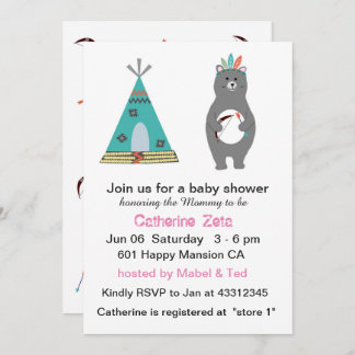 Tribal Bear Baby Showcard Einladung