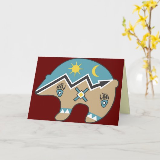 Tribal Bear Design Karte (Gelbe Blume)