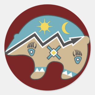 Tribal Bear Design Runder Aufkleber