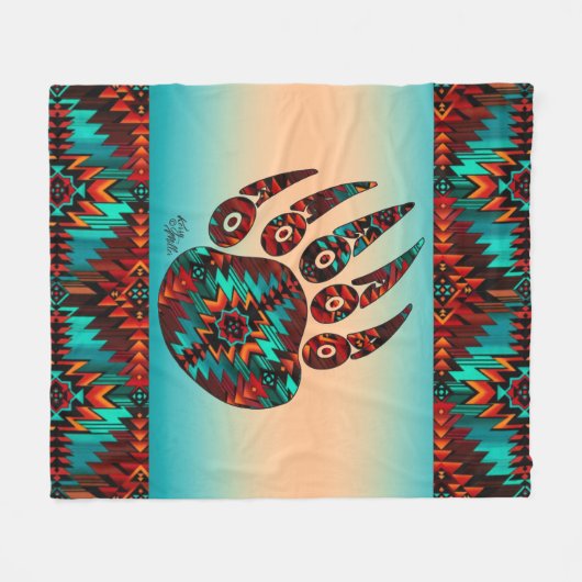 Tribal Bear Paw Fleece Blanket (Vorderseite (Horizontal))