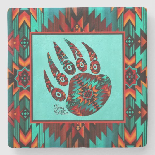 Tribal Bear Paw Stone Untersetzer (Vorderseite)