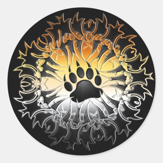 Tribal Bear Pride Paw Runder Aufkleber (Vorderseite)