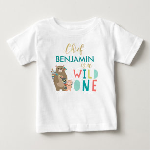 Tribal Bear Wild Eins 1. Geburtstags-Shirt Baby T-shirt