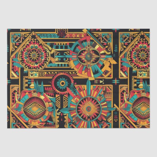 Tribal Beige "Aztec Dream" Packpapier Seidenpapier (Vorderseite)