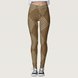 Tribal Beige Braun Minimales Muster Leggings