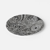 tribal black and white pappteller (Schrägansicht)