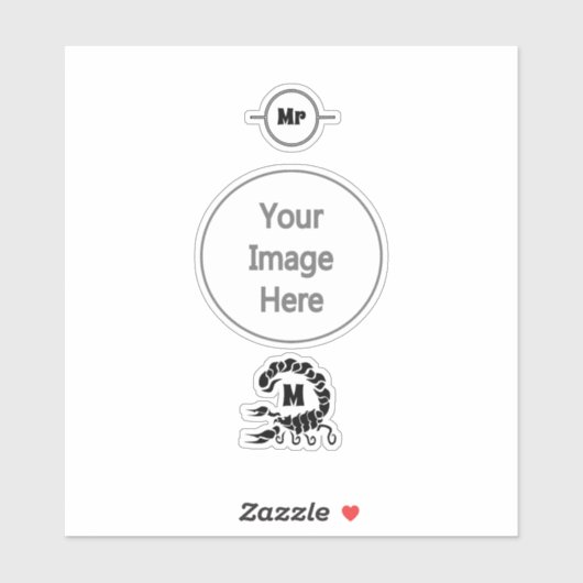 Tribal Black Scorpion Monogram Aufkleber (Blatt)