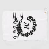 Tribal Black Scorpion Monogram Golfhandtuch (Horizontal)