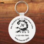 Tribal Black Scorpion Monogram Zuhause Contact Inf Schlüsselanhänger (Vorderseite)