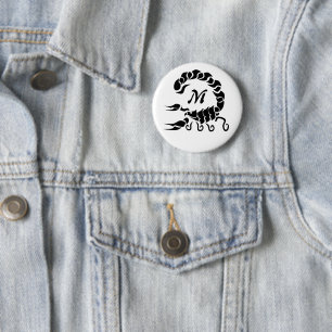 Tribal Black Scorpion Monogramm Button