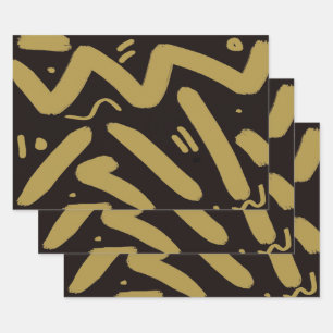 Tribal Black und Gold Geschenkpapier Set