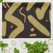 Tribal Black und Gold Geschirrtuch (Gefaltet)