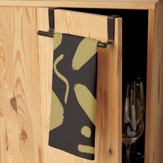 Tribal Black und Gold Geschirrtuch (Drittel gefaltet)