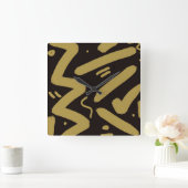 Tribal Black und Gold Quadratische Wanduhr (Zuhause)