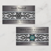 Tribal Black+White & Metallic mit Logo Business Ca Visitenkarte (Vorne/Hinten)
