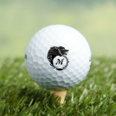 Tribal Black Wolf Head Silhouette Laurel Monogram Golfball (Insitu T-Shirt)