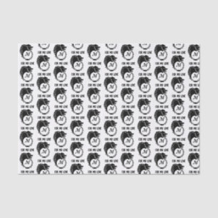 Tribal Black Wolf Head Silhouette Laurel Monogram Seidenpapier