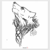 Tribal Black Wolf Howl Aufkleber (Blatt)