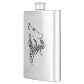 Tribal Black Wolf Howl Flachmann (Links)