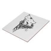 Tribal Black Wolf Howl Fliese (Seite)