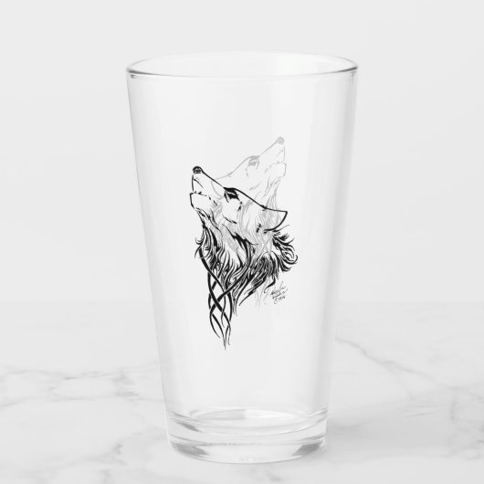 Tribal Black Wolf Howl Glas (Rückseite)