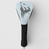 Tribal Black Wolf Howl Golf Headcover (Vorderseite)
