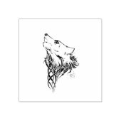 Tribal Black Wolf Howl Gummistempel (Prägung)